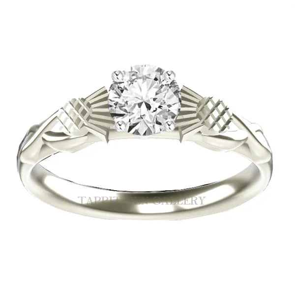 SCOTTISH THISTLE SALTIRE DIAMOND ENGAGEMENT RING IN GOLD