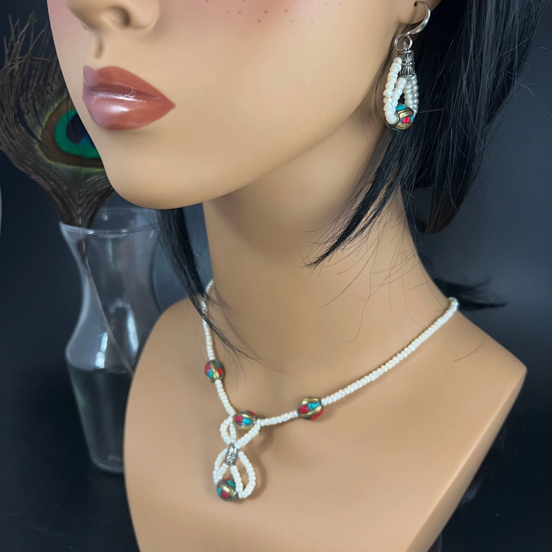 Seed Pearl and Tibetan Jewelry Set