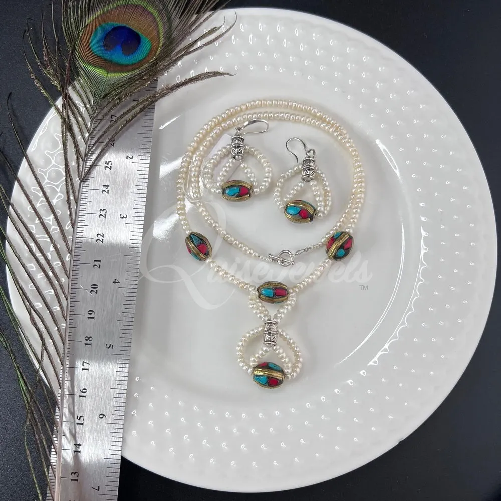 Seed Pearl and Tibetan Jewelry Set