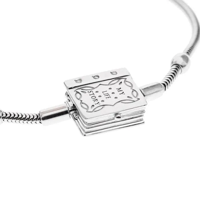 Silver Bracelet with Diamond Book Clasp B003SD
