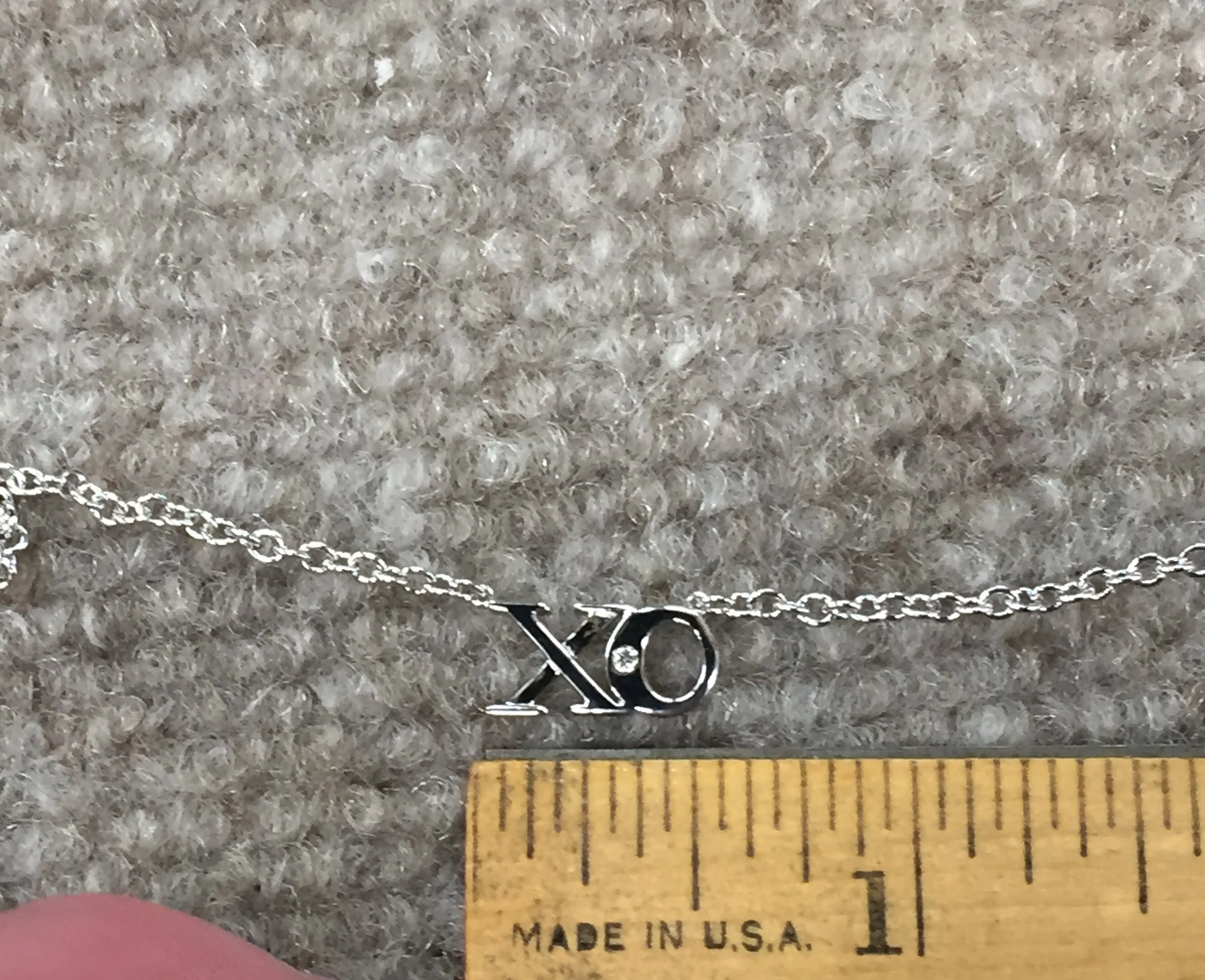 Silver Hugs And Kiss Diamond Necklace