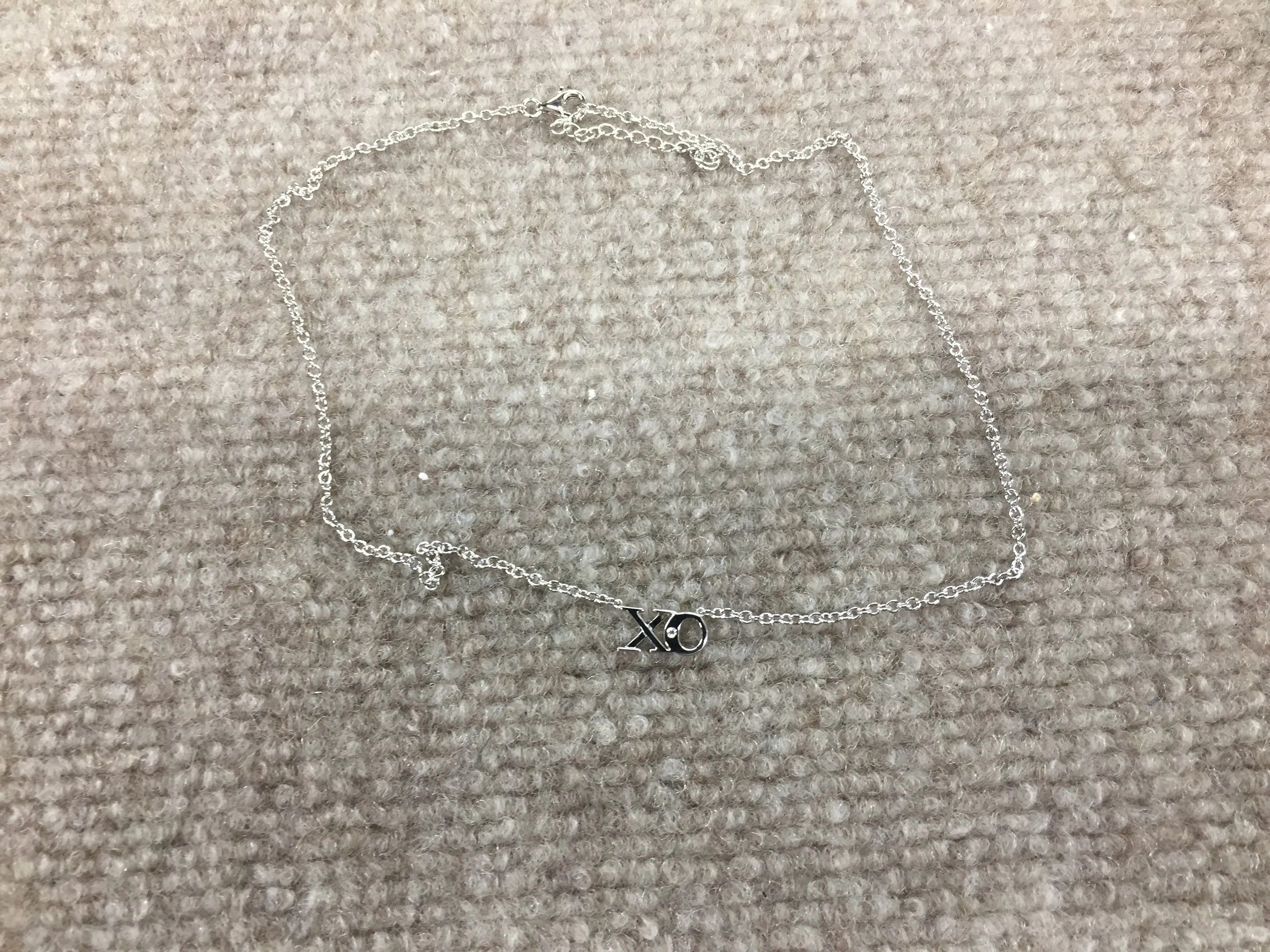 Silver Hugs And Kiss Diamond Necklace