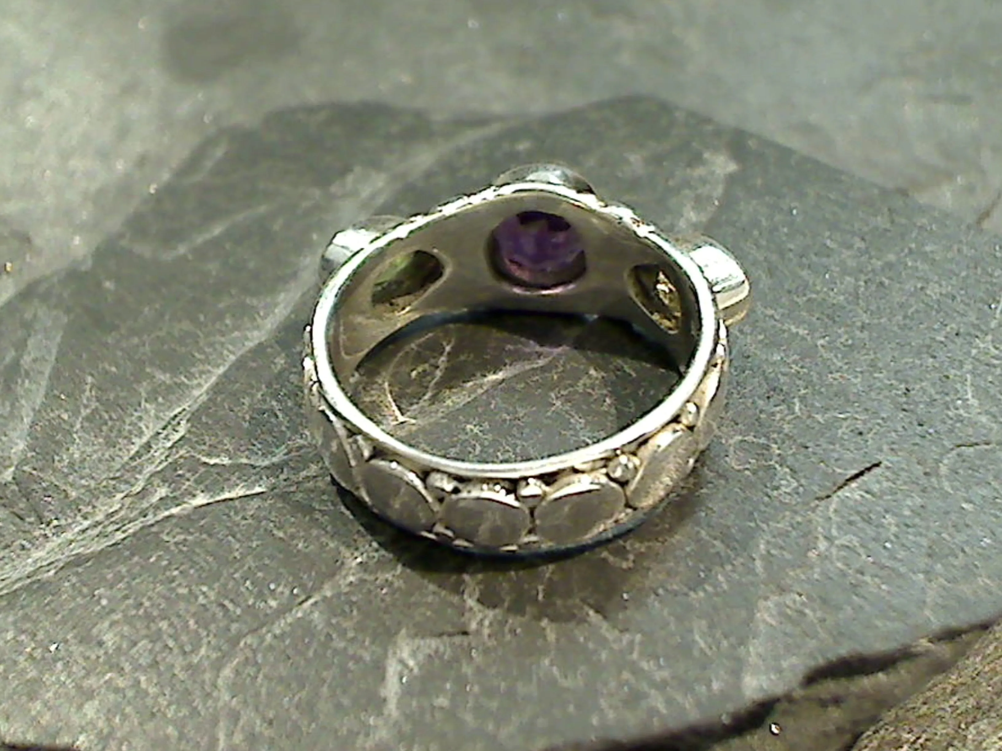 Size 6 Peridot, Amethyst, Sterling Silver Ring