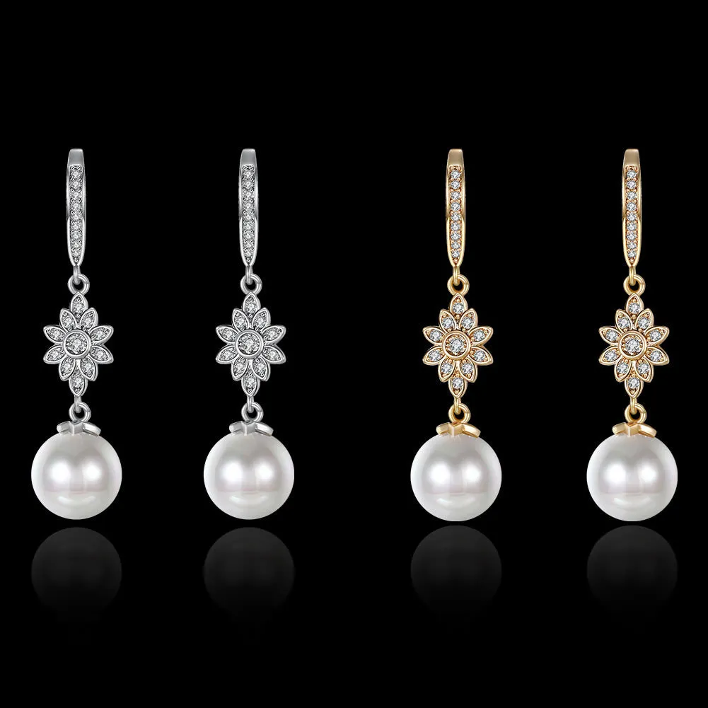 SKMEI LKN013 Pearl Drop Flower Earrings for Ladies
