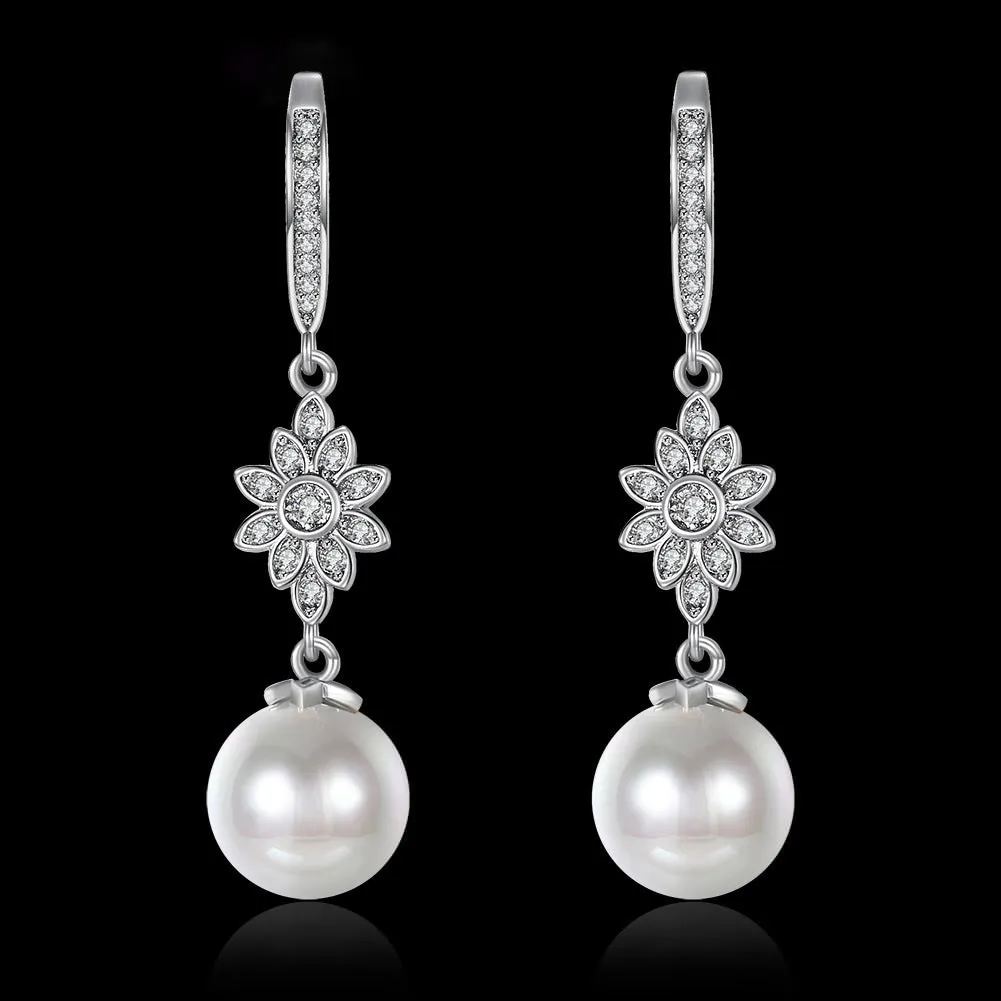 SKMEI LKN013 Pearl Drop Flower Earrings for Ladies