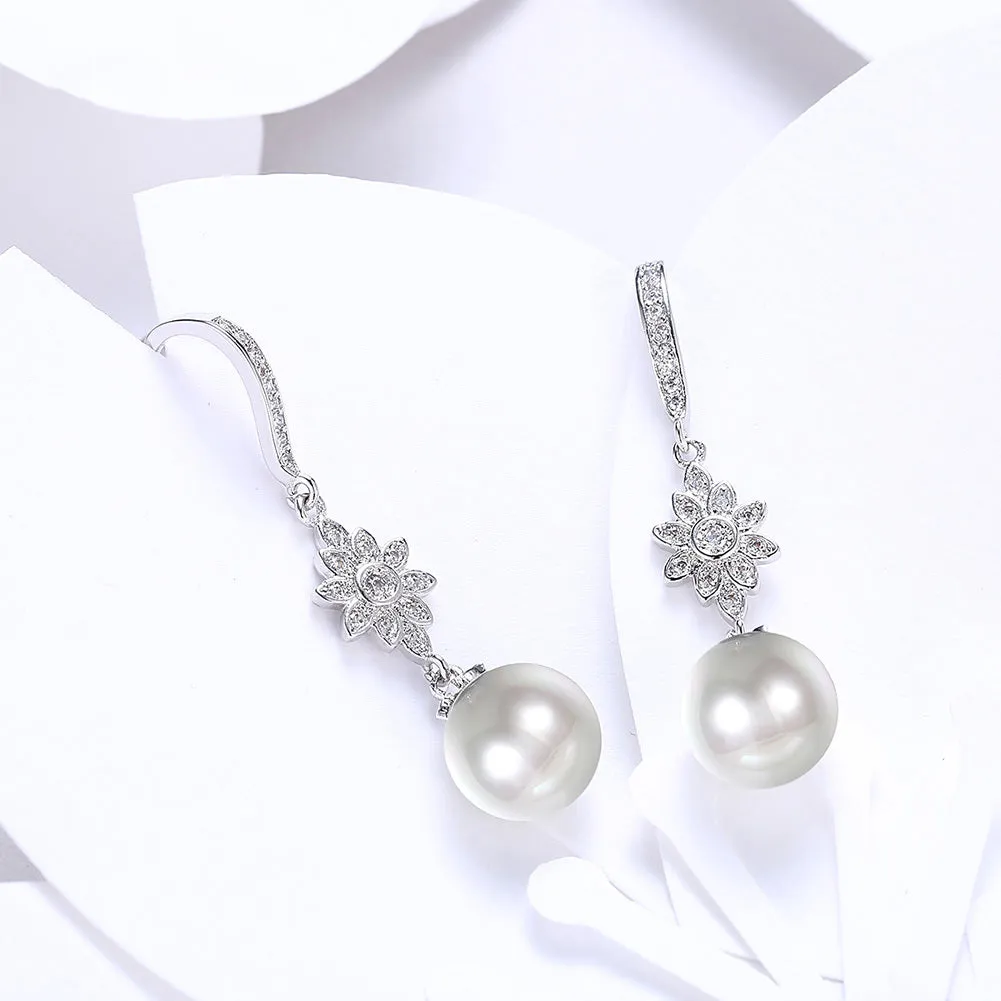 SKMEI LKN013 Pearl Drop Flower Earrings for Ladies