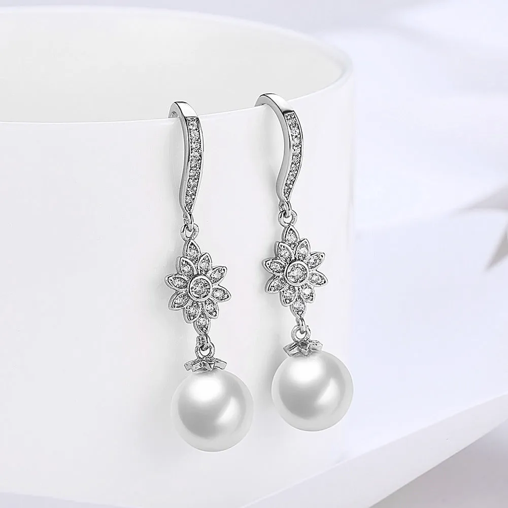 SKMEI LKN013 Pearl Drop Flower Earrings for Ladies