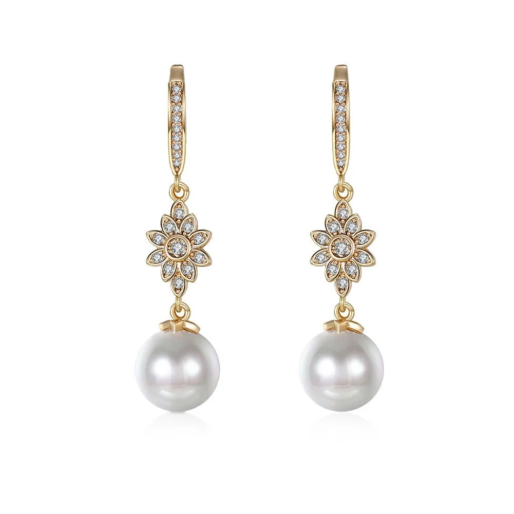 SKMEI LKN013 Pearl Drop Flower Earrings for Ladies