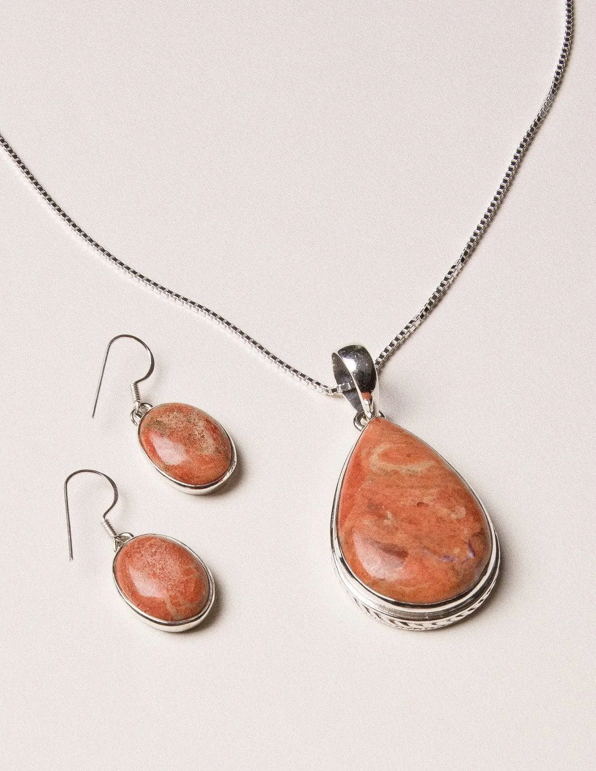 Sponge Coral Necklace and Earring Set