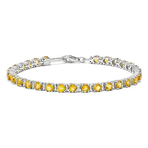 Sterling Silver Citrine and Diamond Bracelet