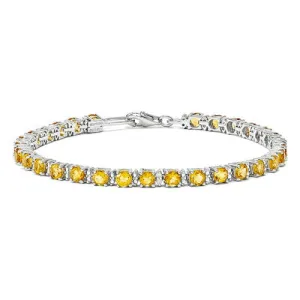 Sterling Silver Citrine and Diamond Bracelet
