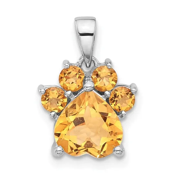 Sterling Silver Gemstone Paw Pendants