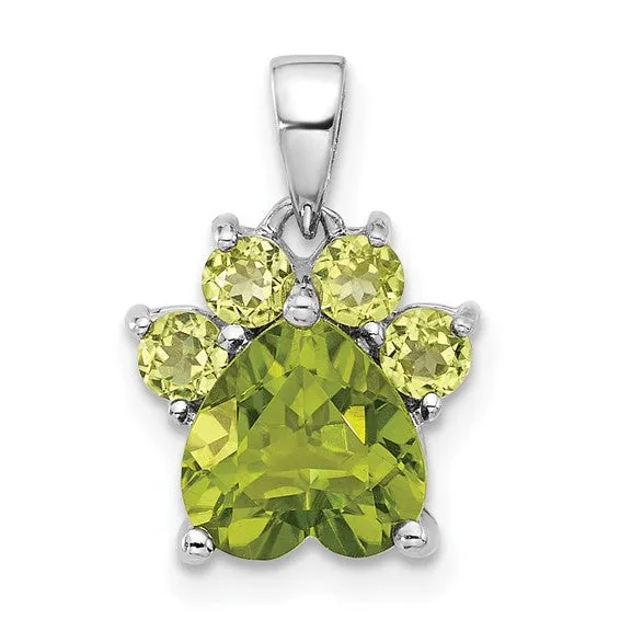 Sterling Silver Gemstone Paw Pendants