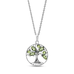 Sterling Silver Peridot Leaf Tree of Life Pendant