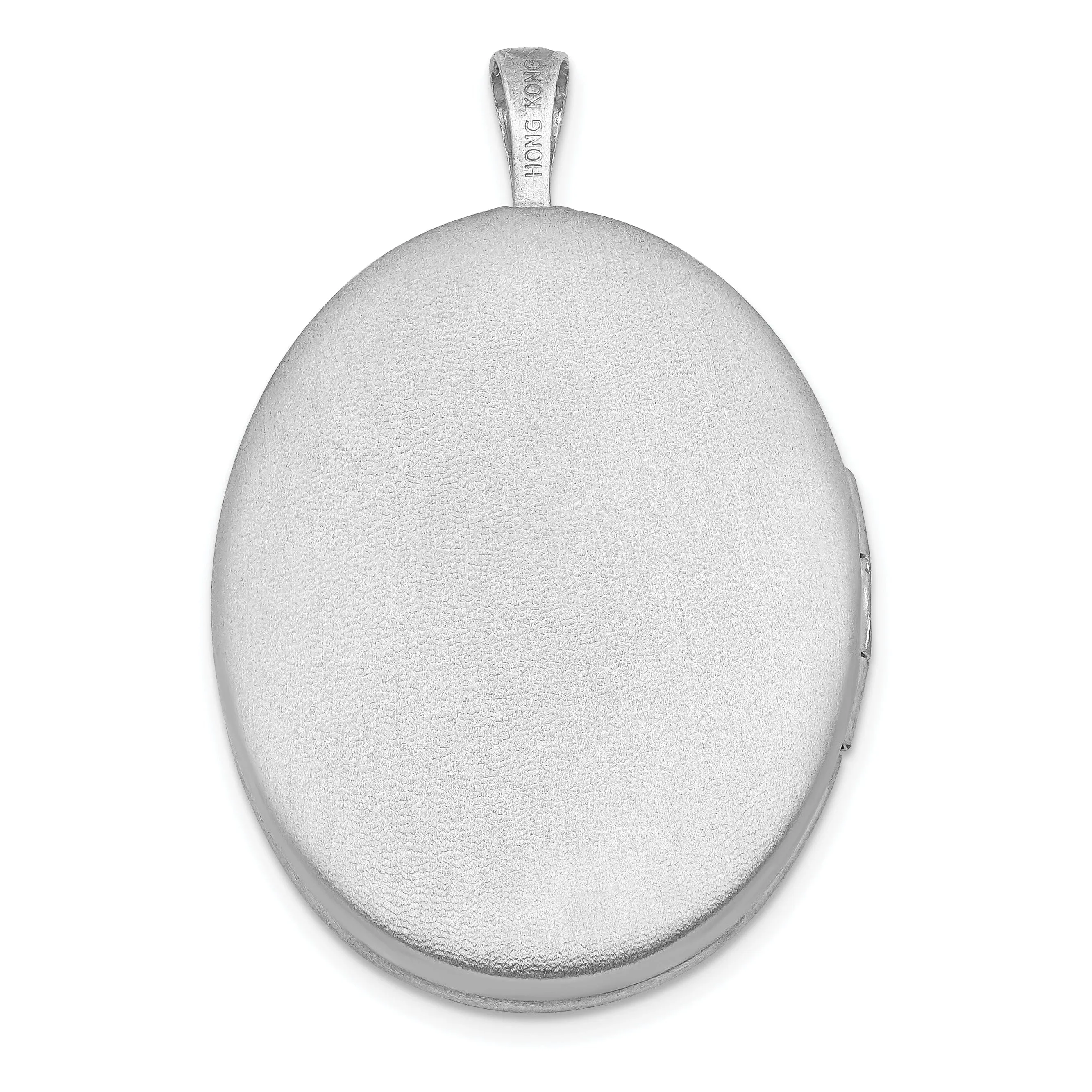 Sterling Silver RH 26mm Brushed/Polished Enameled Roses Mom Oval Locket