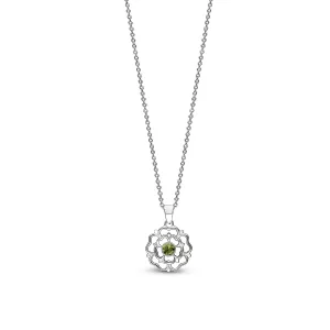 Sterling Silver Small Peridot Yorkshire Rose Pendant