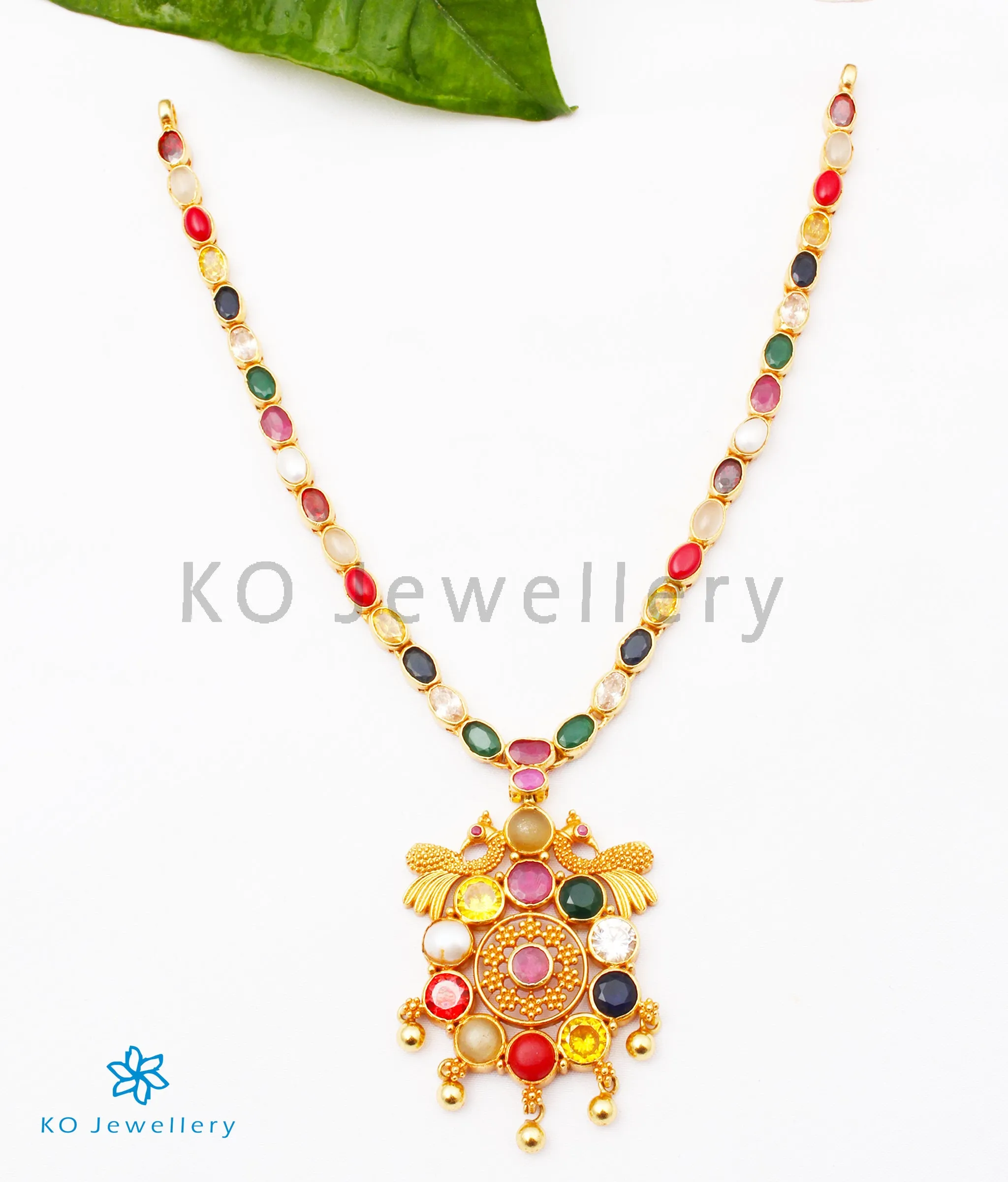 The Paritosh Silver Peacock Navaratna Necklace