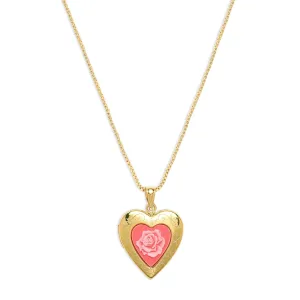 THE PINK ROSE PHOTO LOCKET NECKLACE