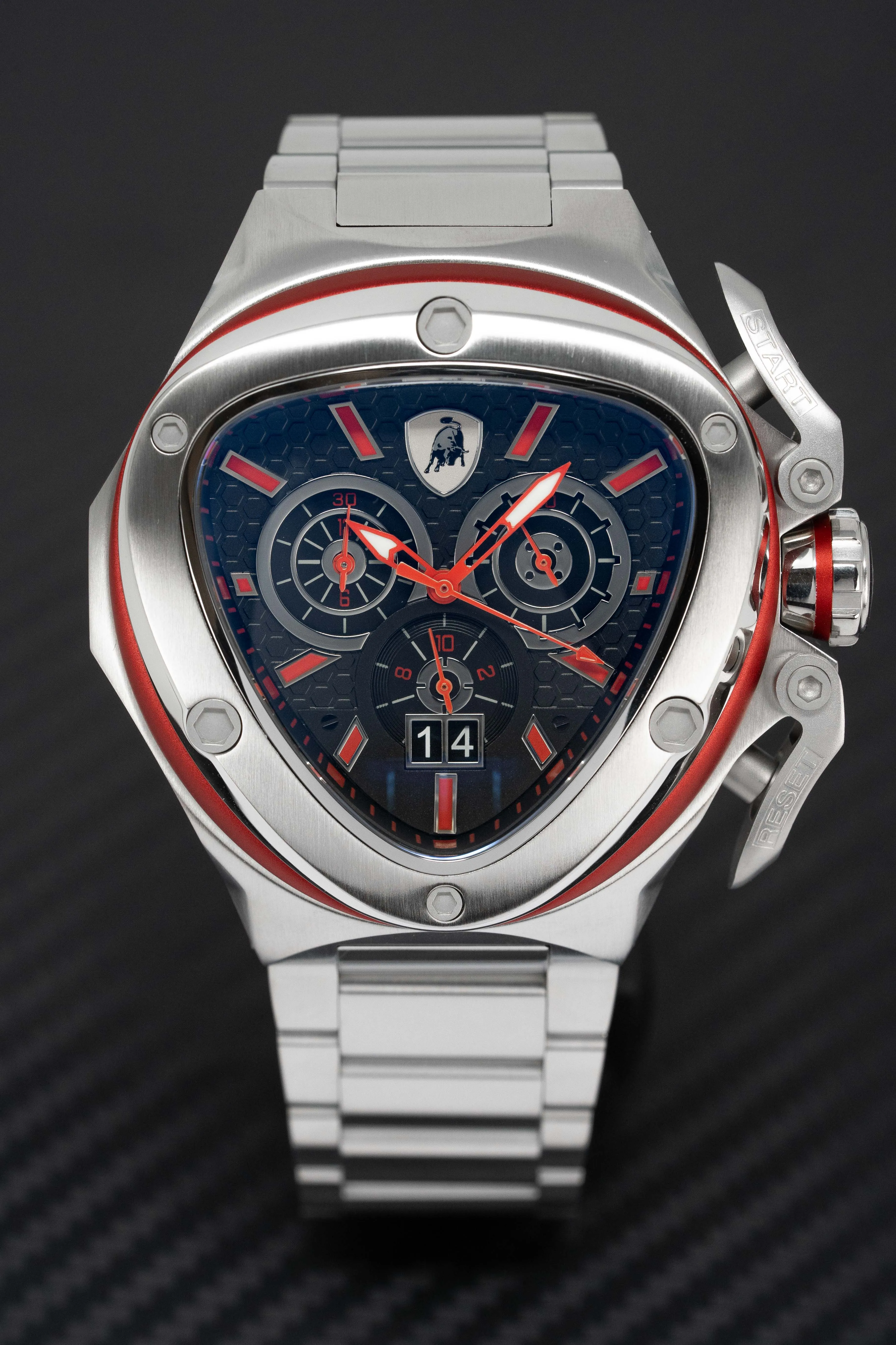 Tonino Lamborghini Spyder X SS Chronograph Date Steel Red T9XA-SS-B