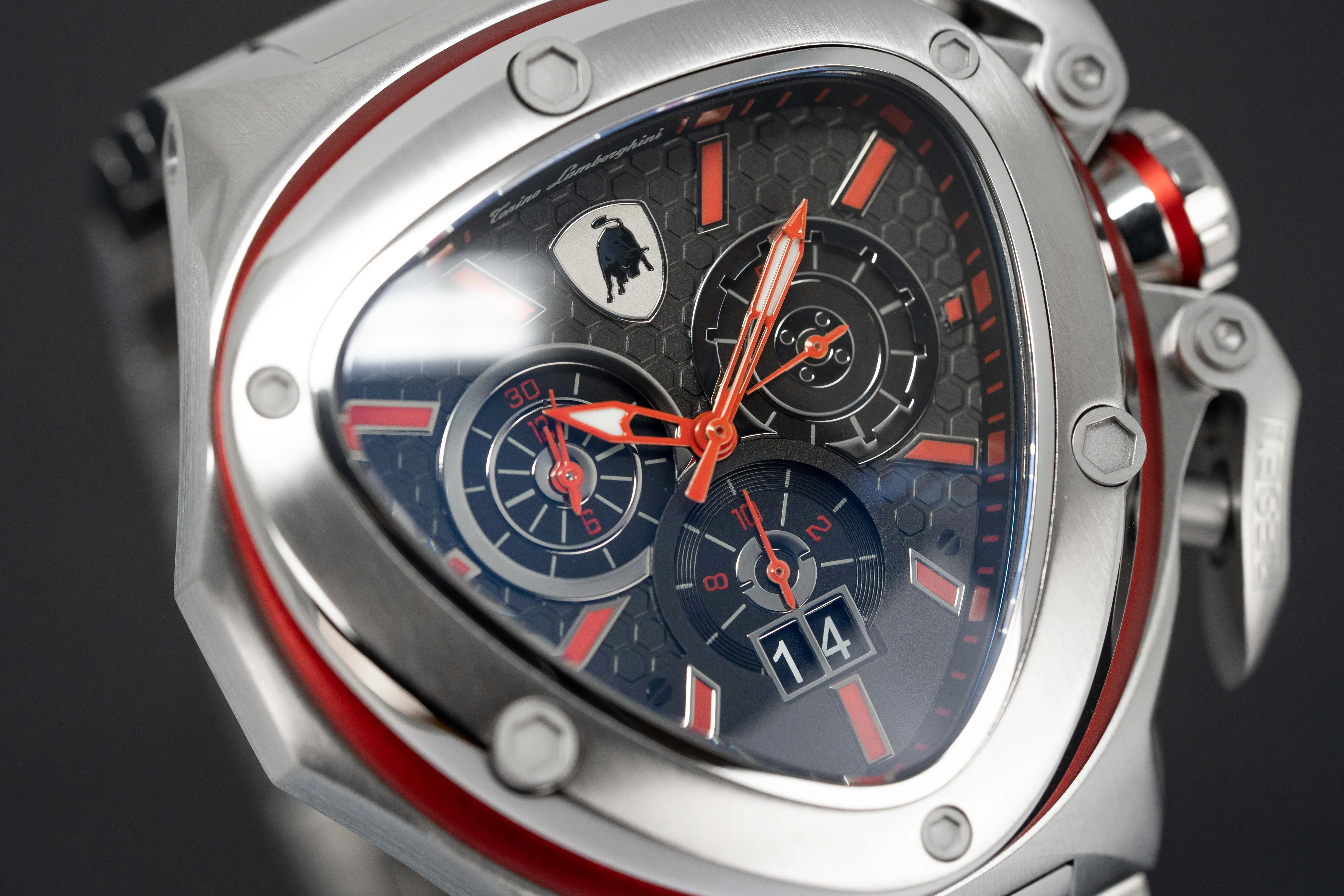 Tonino Lamborghini Spyder X SS Chronograph Date Steel Red T9XA-SS-B