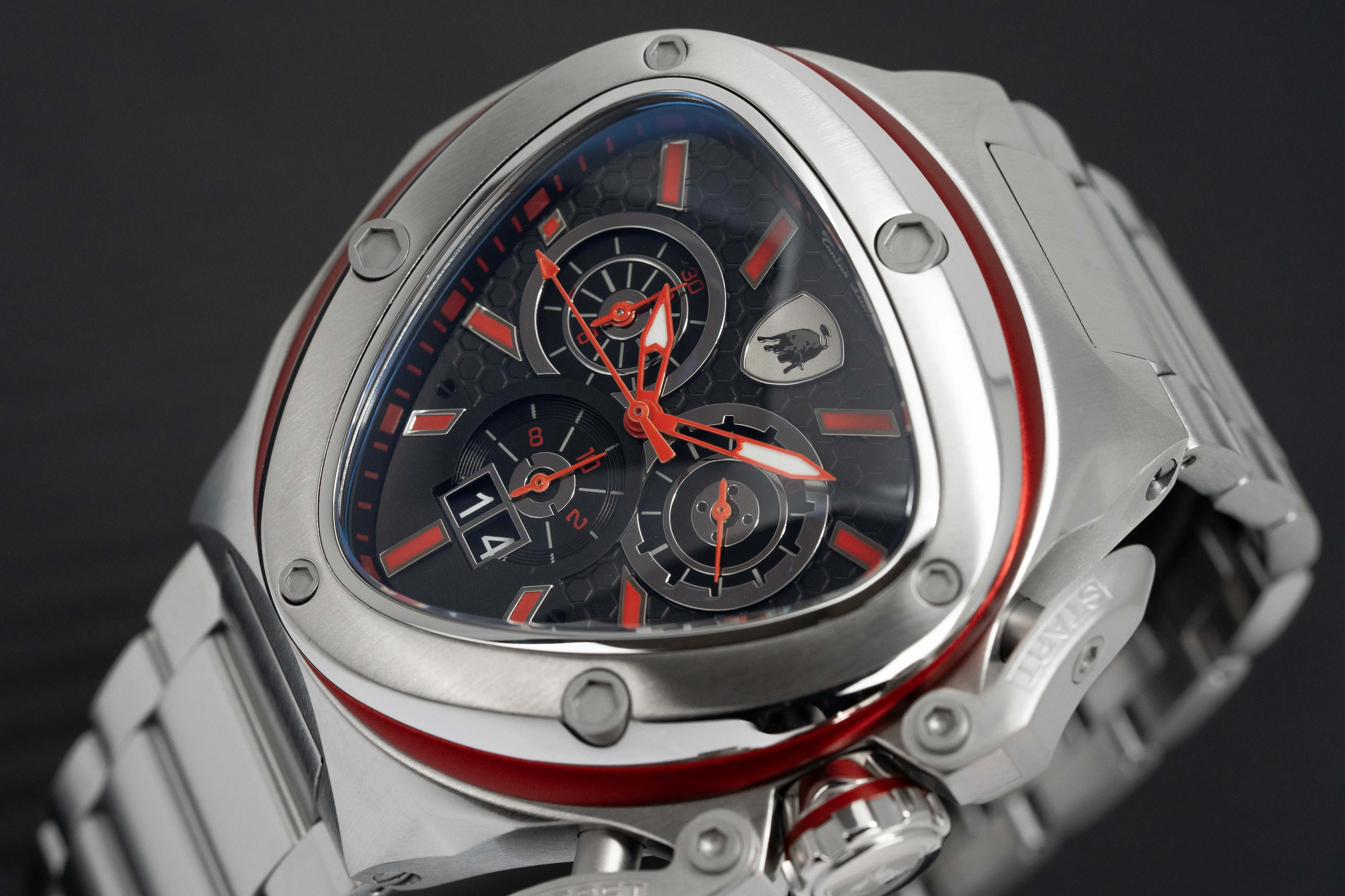 Tonino Lamborghini Spyder X SS Chronograph Date Steel Red T9XA-SS-B
