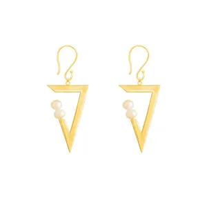Triangle Pearl Drop Earrings