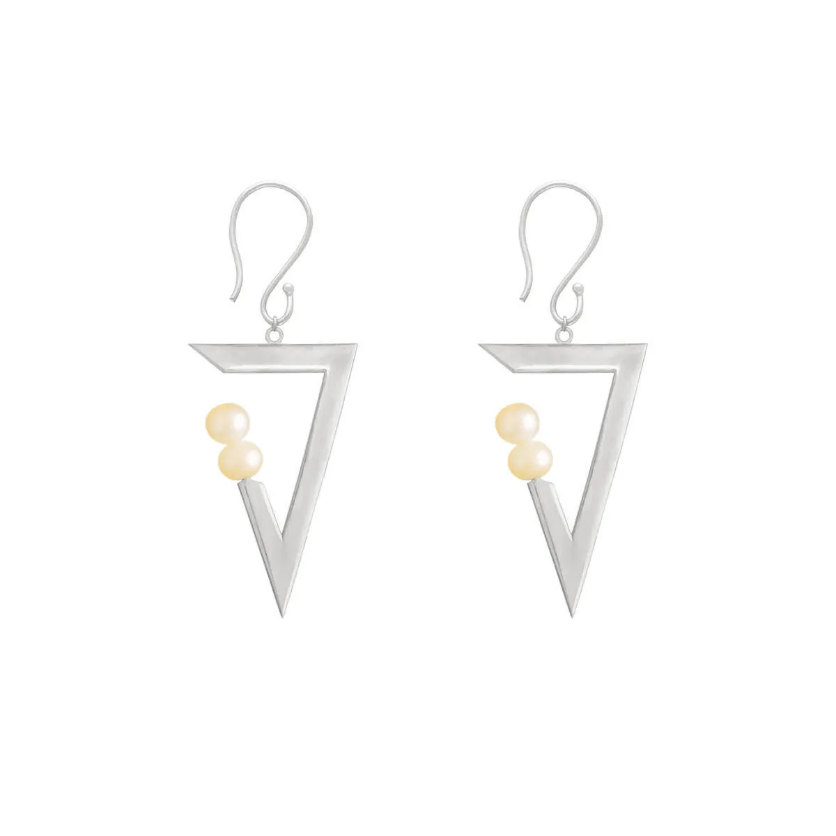 Triangle Pearl Drop Earrings