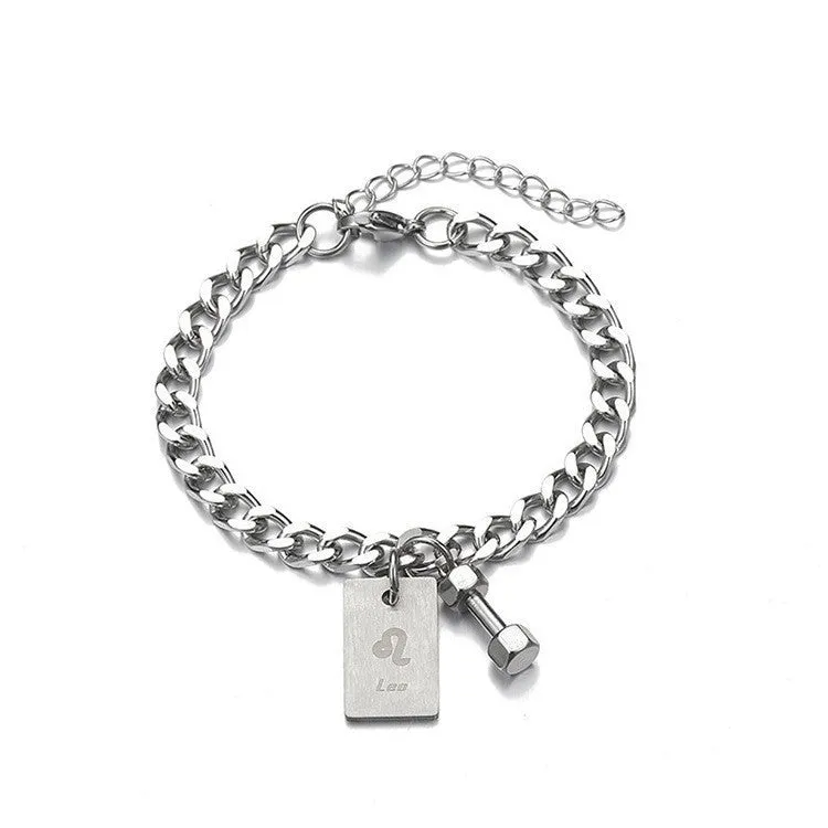 Twelve Constellation Titanium Steel Bracelet Male Korean Personalized Fitness
