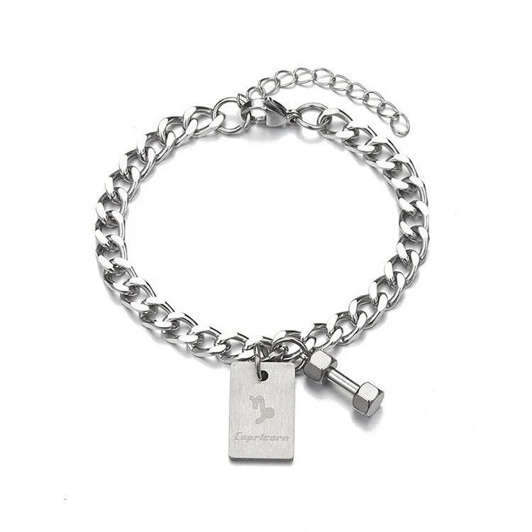 Twelve Constellation Titanium Steel Bracelet Male Korean Personalized Fitness