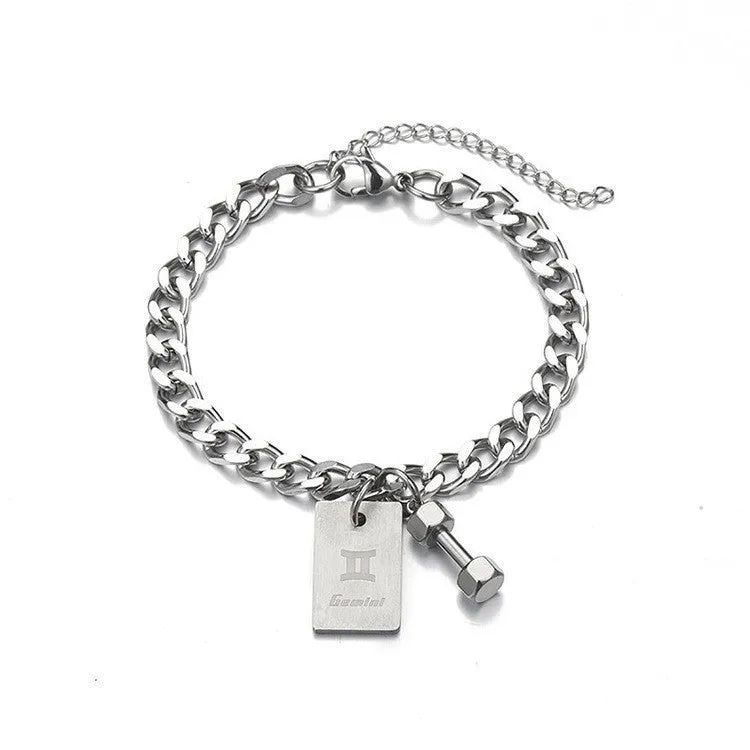 Twelve Constellation Titanium Steel Bracelet Male Korean Personalized Fitness
