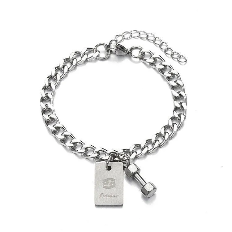 Twelve Constellation Titanium Steel Bracelet Male Korean Personalized Fitness