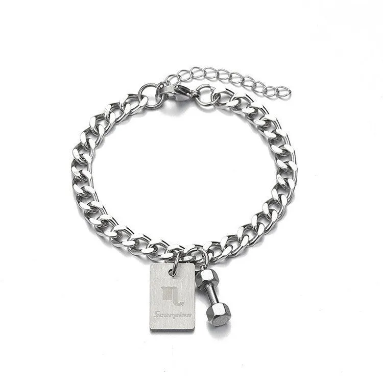 Twelve Constellation Titanium Steel Bracelet Male Korean Personalized Fitness