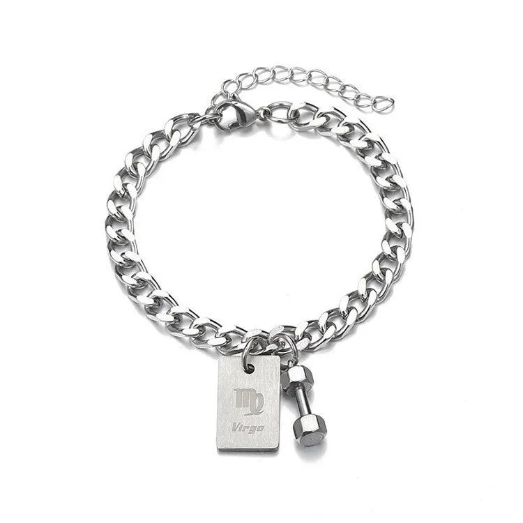 Twelve Constellation Titanium Steel Bracelet Male Korean Personalized Fitness