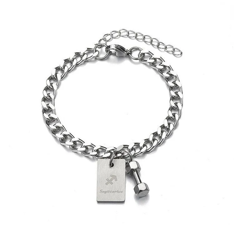 Twelve Constellation Titanium Steel Bracelet Male Korean Personalized Fitness