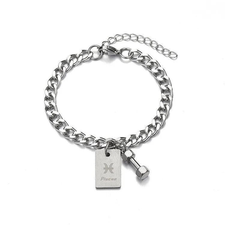 Twelve Constellation Titanium Steel Bracelet Male Korean Personalized Fitness