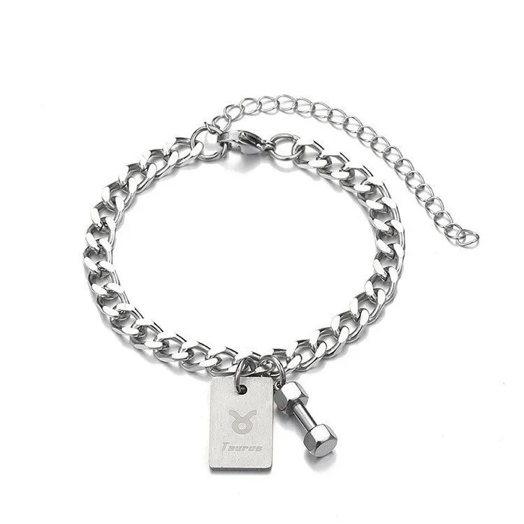 Twelve Constellation Titanium Steel Bracelet Male Korean Personalized Fitness