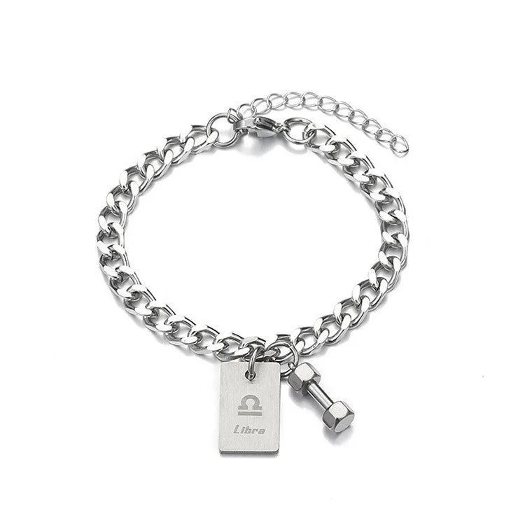 Twelve Constellation Titanium Steel Bracelet Male Korean Personalized Fitness