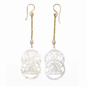 Vesica Pisces Mother of Pearl Jeweled Earrings - Price Per 2