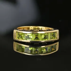 Vintage 14K Gold Channel Set Peridot Ring Band