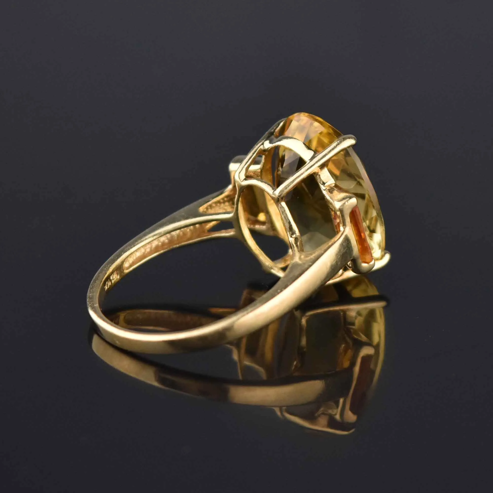 Vintage Checkerboard Cut 9 CTW Citrine Ring in Gold