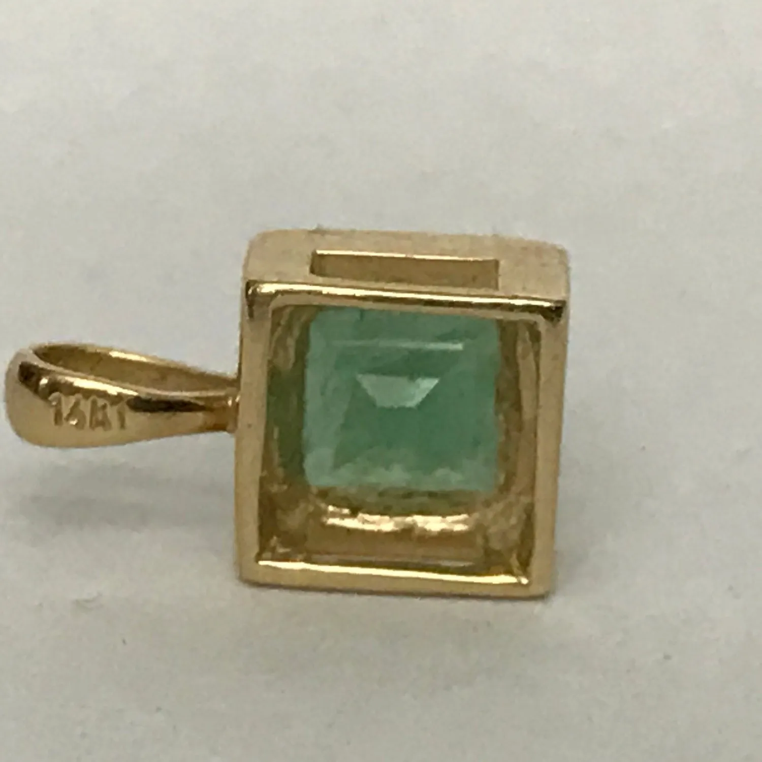 Vintage Emerald Pendant. 14K Gold. May Birthstone. 20th Anniversary Gift. Appraised.