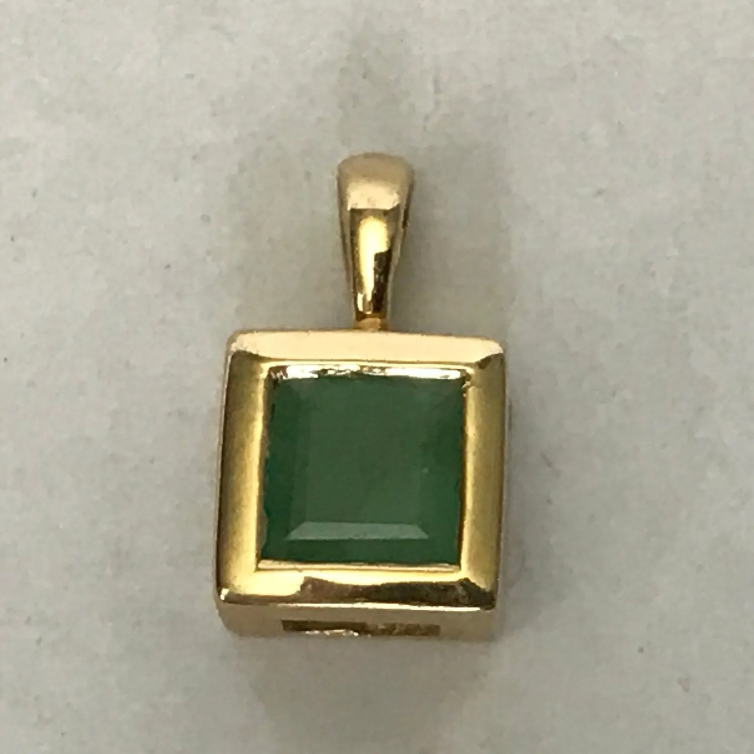 Vintage Emerald Pendant. 14K Gold. May Birthstone. 20th Anniversary Gift. Appraised.