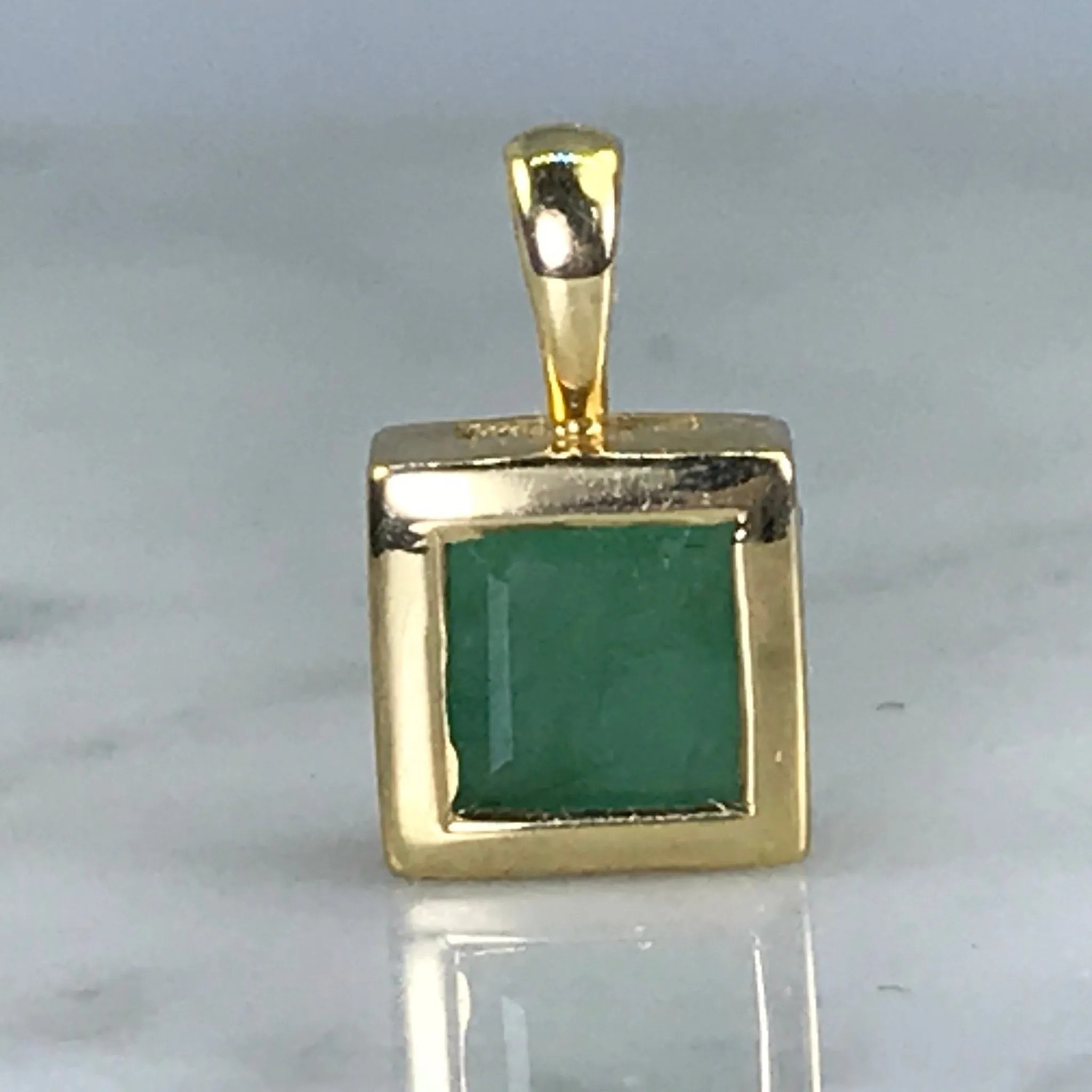 Vintage Emerald Pendant. 14K Gold. May Birthstone. 20th Anniversary Gift. Appraised.