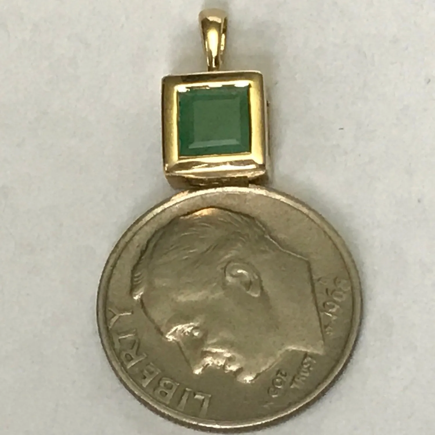 Vintage Emerald Pendant. 14K Gold. May Birthstone. 20th Anniversary Gift. Appraised.