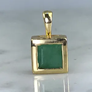 Vintage Emerald Pendant. 14K Gold. May Birthstone. 20th Anniversary Gift. Appraised.