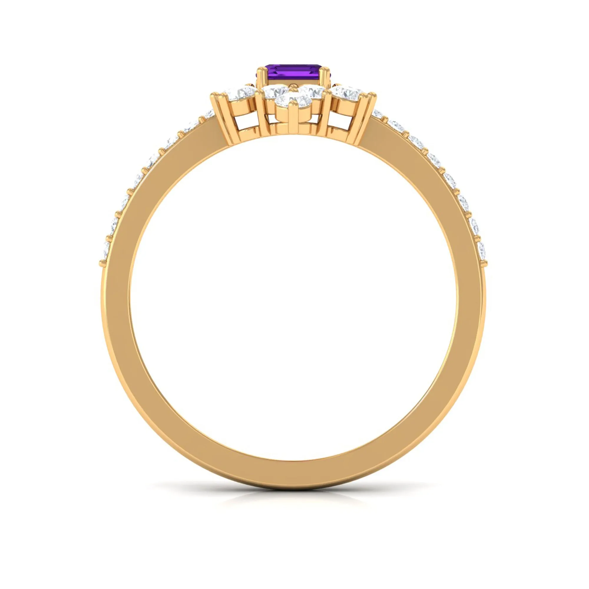 Vintage Inspired Amethyst and Diamond Halo Engagement Ring