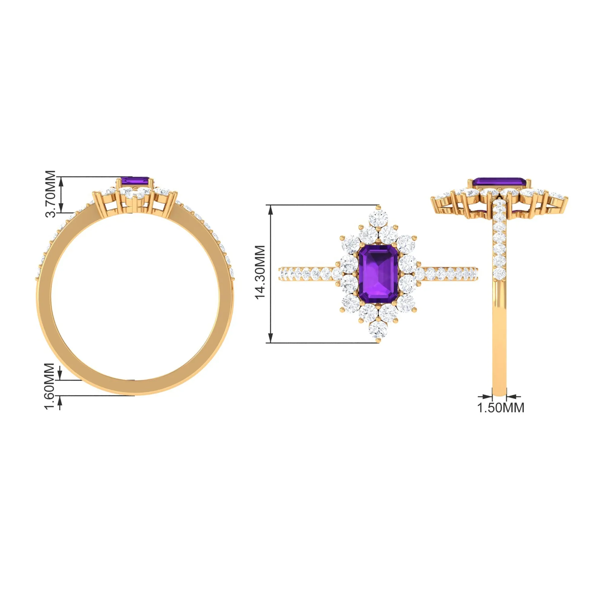 Vintage Inspired Amethyst and Diamond Halo Engagement Ring