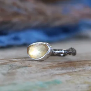 Wanderer Ring Citrine and sterling silver cast branch