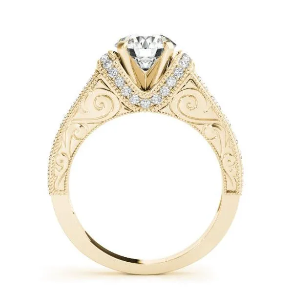 Yellow Gold Vintage Inspired Diamond Engagement Ring Mounting